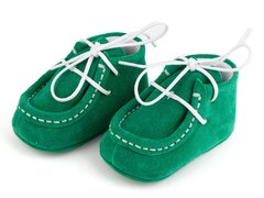 Botosei mocasini bebe Baby Fox din piele naturala Verde cu siret uni