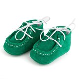 Botosei mocasini bebe Baby Fox din piele naturala Verde cu siret uni